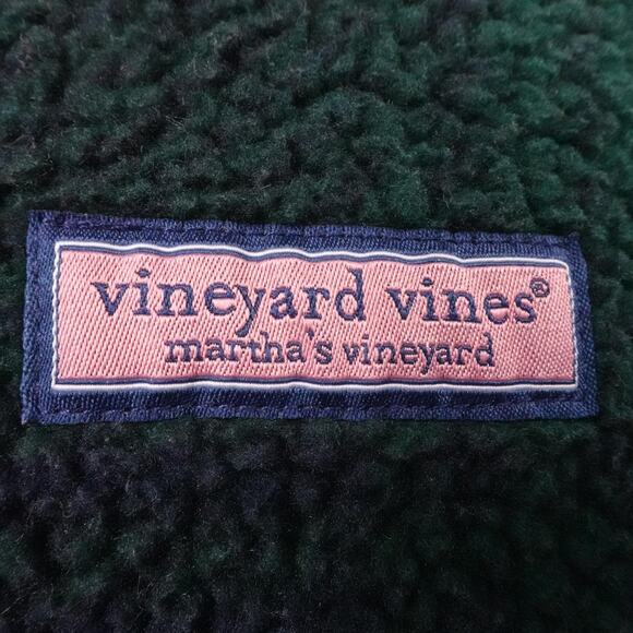 Vineyard Vines Pullover Mens Medium Blackwatch Plaid Sherpa Fleece Half Zip - Picture 10 of 16